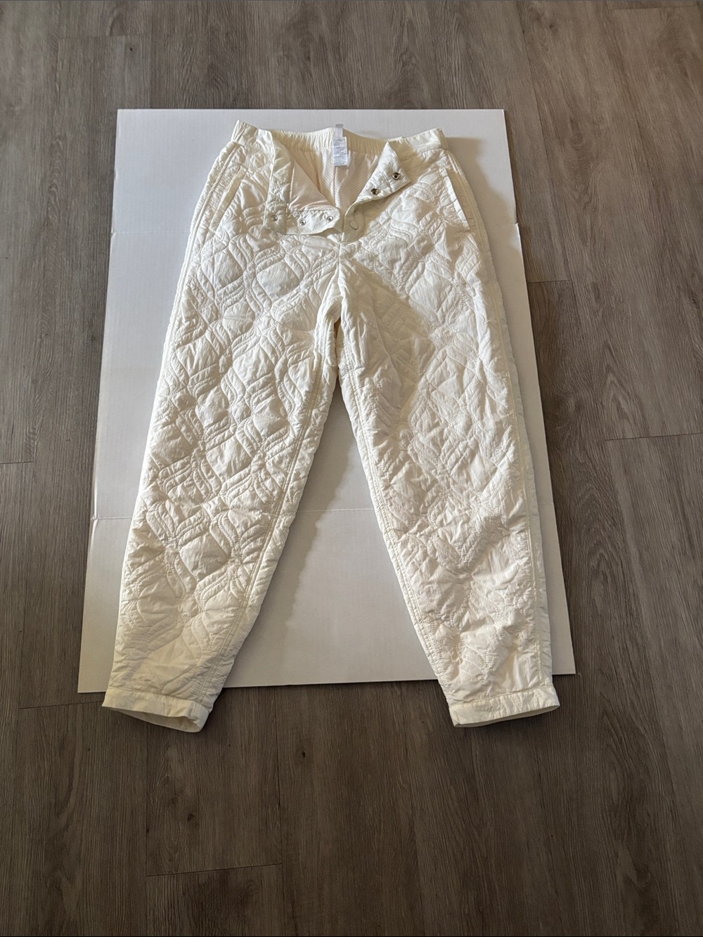 Fabletics Quilted Cream Track Pants